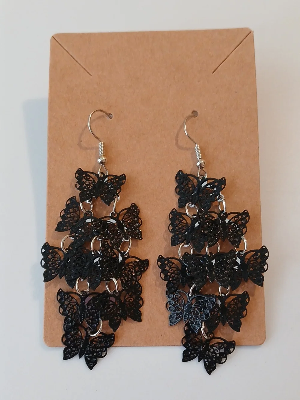 Fashion Jewelry Black Butterfly Cascade Dangle Earrings